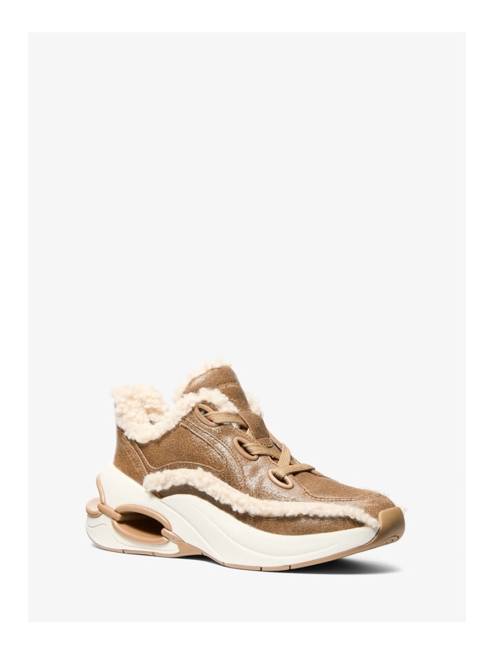 MICHAEL Michael Kors Tan Shearling-Trim Platform Sneaker